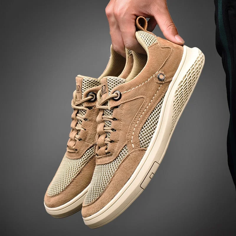 Men's genuine Leather Casual Shoess lace up Trend Comfortable Men Shoes outdoor Sneakers British Fashion Men High Top Moccasins