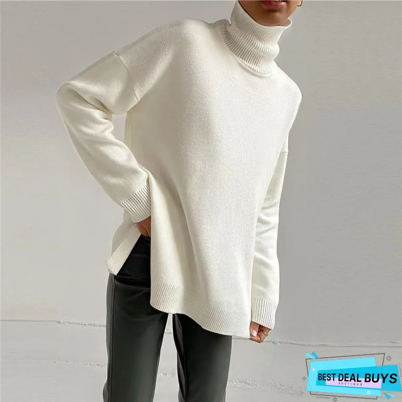 Women Casual Tops Tunic Turtleneck Sweater