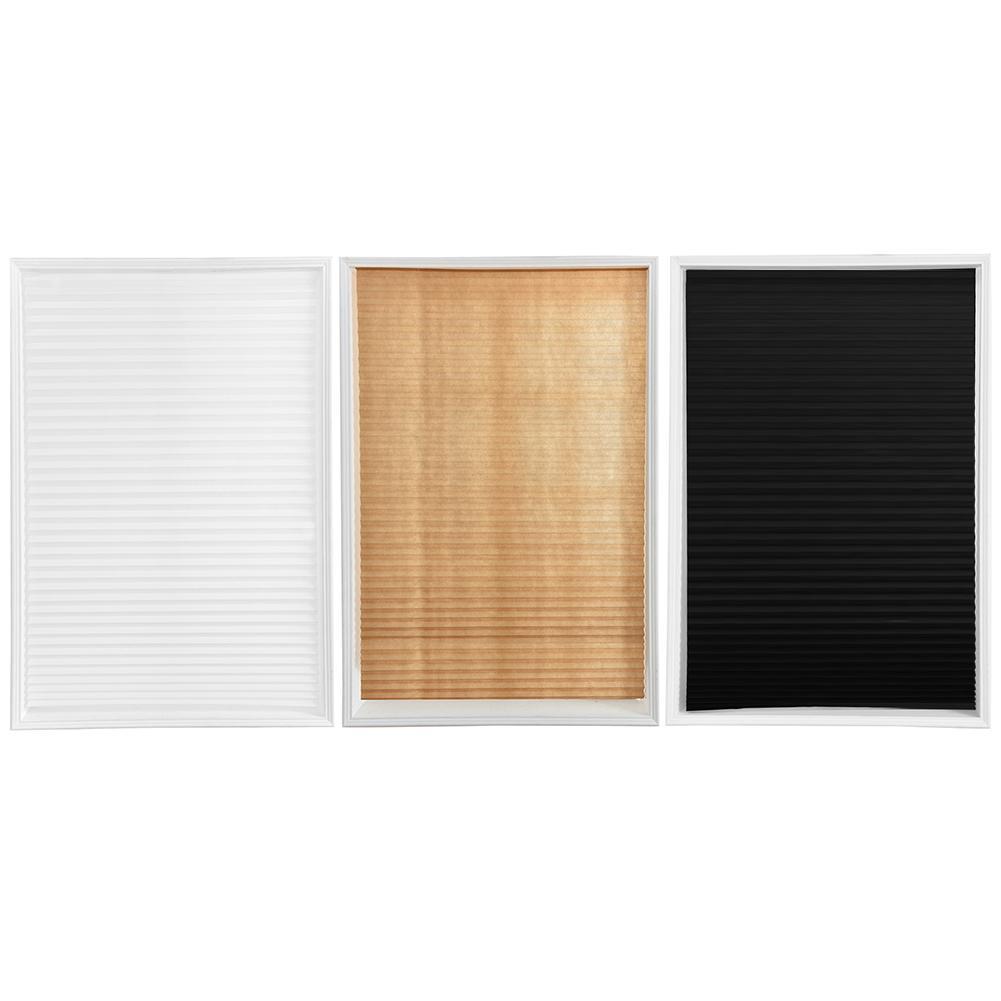 

Self-Adhesive Pleated Blinds Half Blackout Bathroom Windows Curtains Shades, Black, 501 Original