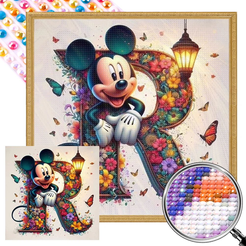 Partial AB Diamond Painting - Full Round Drill - Mickey Minnie Letters(Canvas|35*35cm)