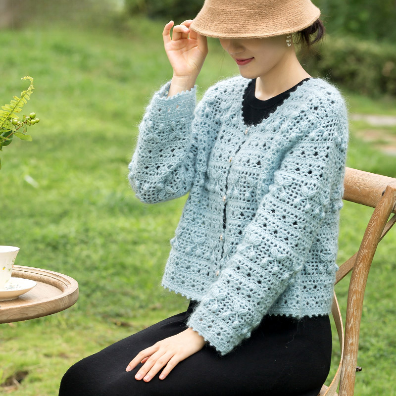 Susan's Cherry Blossom Cardigan Crochet Sweater DIY Kit