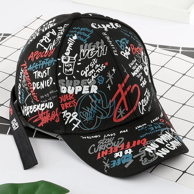 Mens Baseball Cap Woman Spring SummerLeisure Sports Snapback Hip-Hop Scrawl Student Peaked Caps Unisex