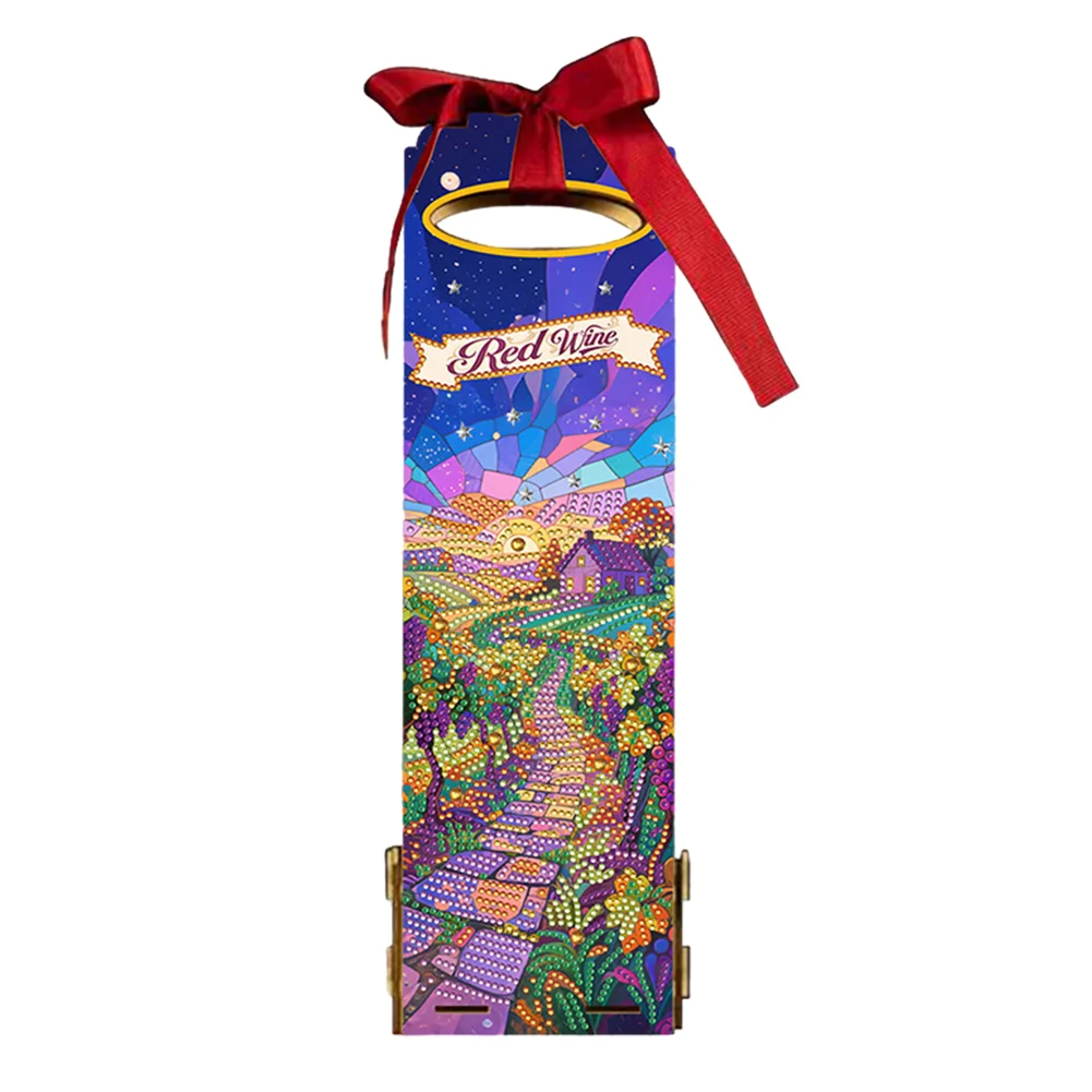 Wooden 5D/DIY Diamond Painting Art Wine Bag Kit for Party Wine Decor (Landscape)