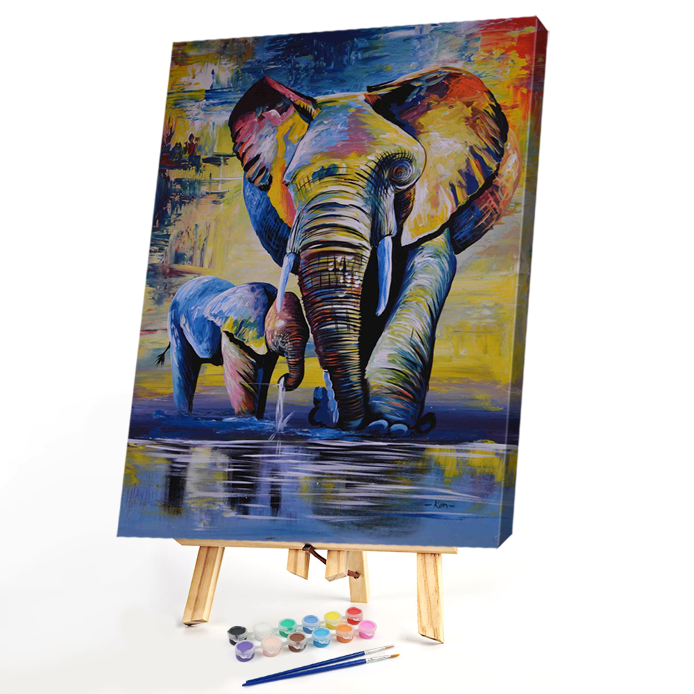 

40x50cm - Paint By Numbers Colorful Elephant, 501 Original