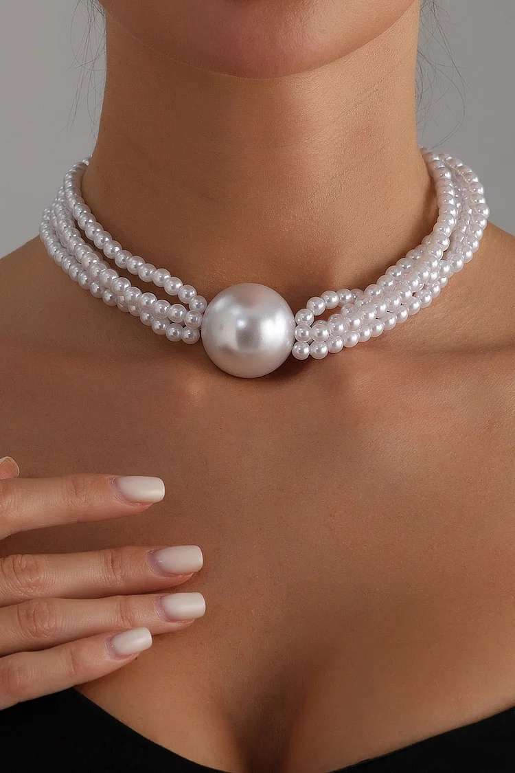Elegant Pearl Multi-Layer Beaded Bracelet Choker Necklace 2024 - Xpluswear