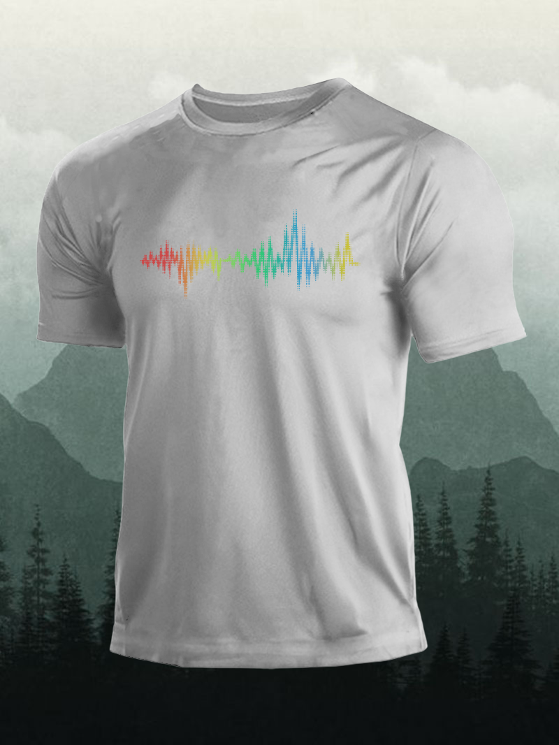 Men's Colorful Music Ripple Short-Sleeved Shirt