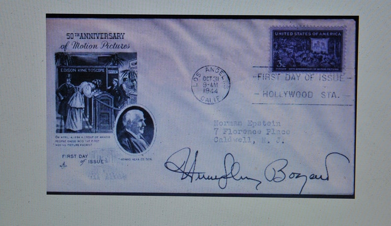 HUMPHREY BOGART Signed Fdc Envelope 50th Anniversary of Motion Pictures wCOA