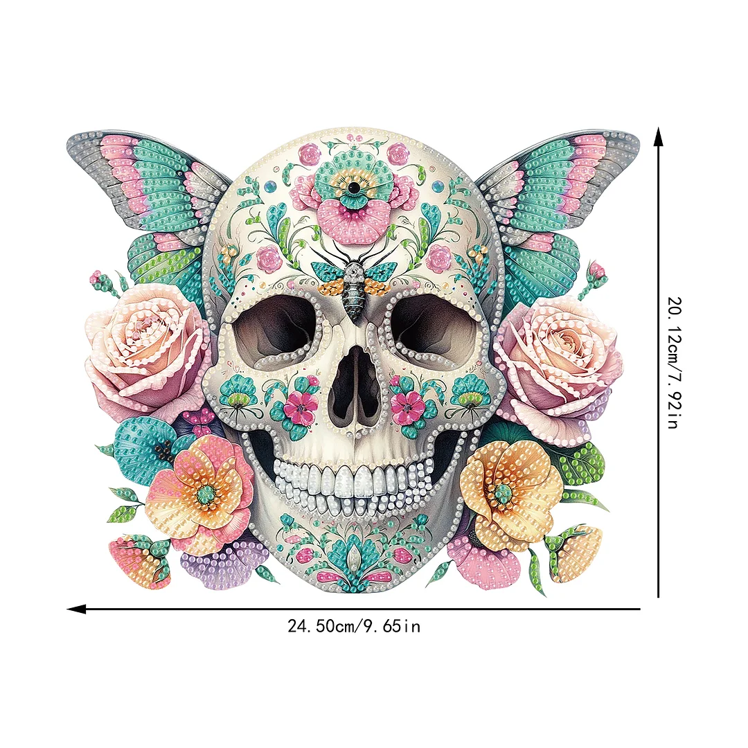 2D Flat Acrylic Butterfly Skull DIY Desktop Diamond Art Kits for Adults Beginner