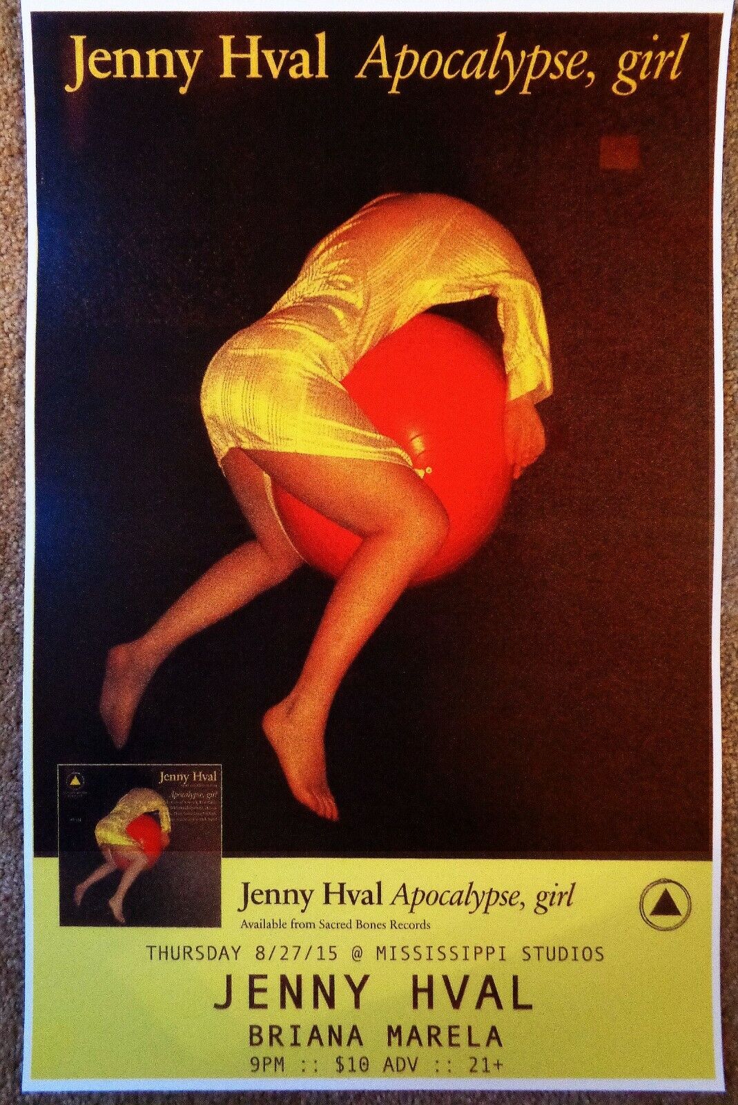 JENNY HVAL 2015 Gig POSTER Portland Oregon Concert Version 2 Apocalypse Girl