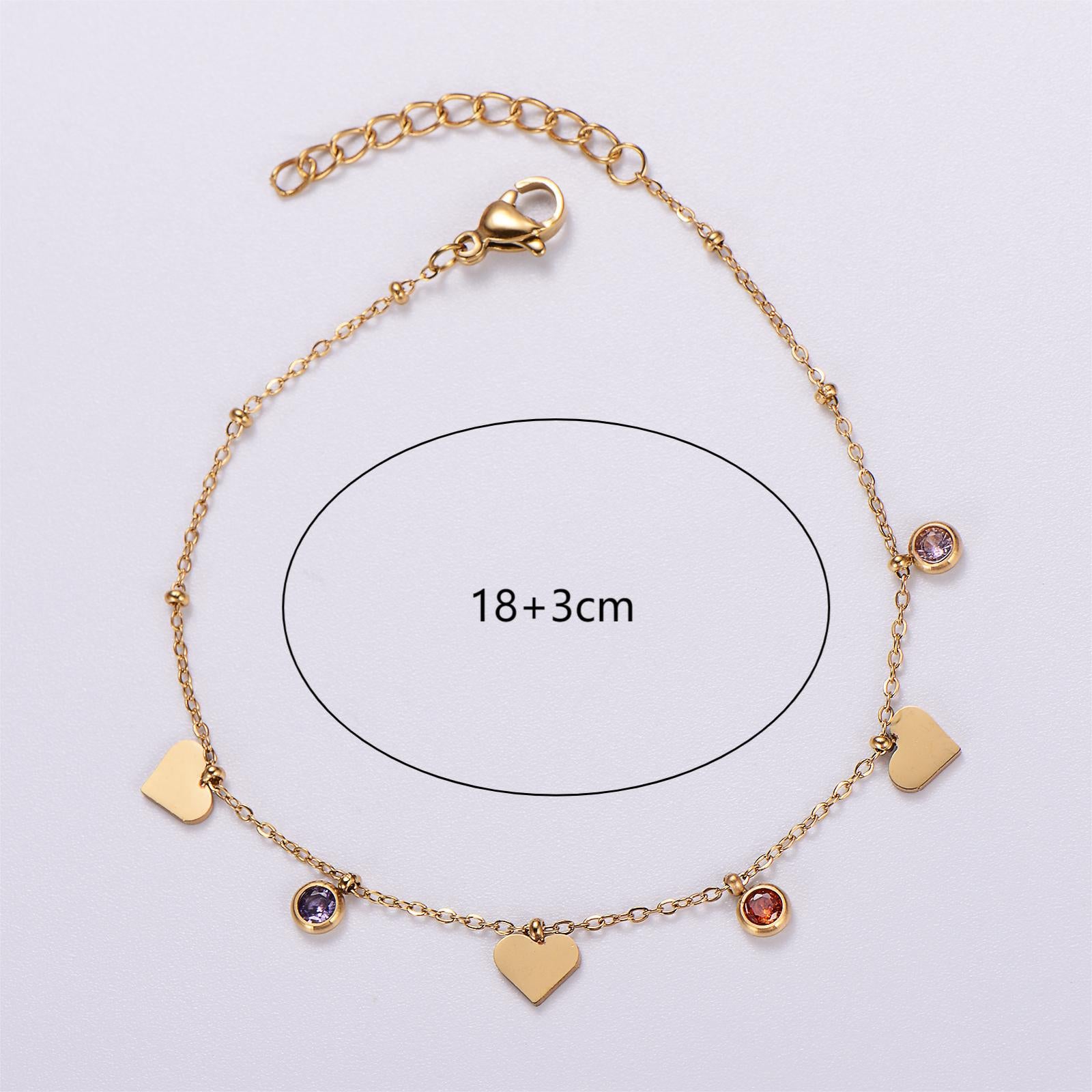 6 Pcs Women Minimalist Stripe Circle Round Animal Text Letter Chinese Zodiac Number Stainless Steel Electroplating Bracelets