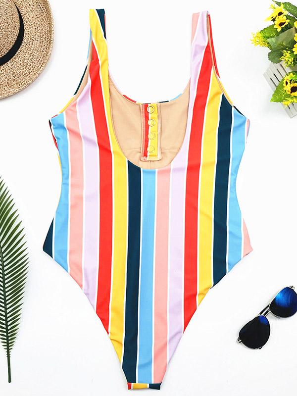 Stripes High Waist OnePiece Swimwear