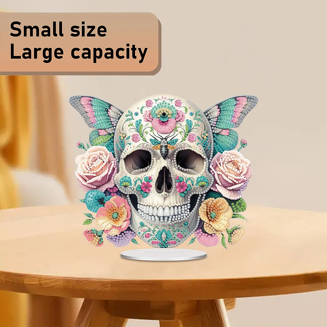 2D Flat Acrylic Butterfly Skull DIY Desktop Diamond Art Kits for Adults Beginner