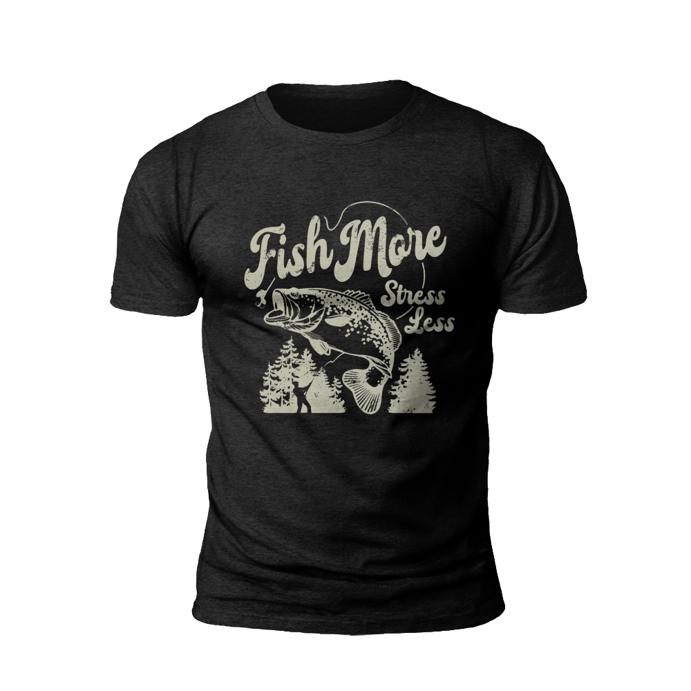 Peaceful Angler: 'Fish More, Stress Less' - Serenity T-Shirt