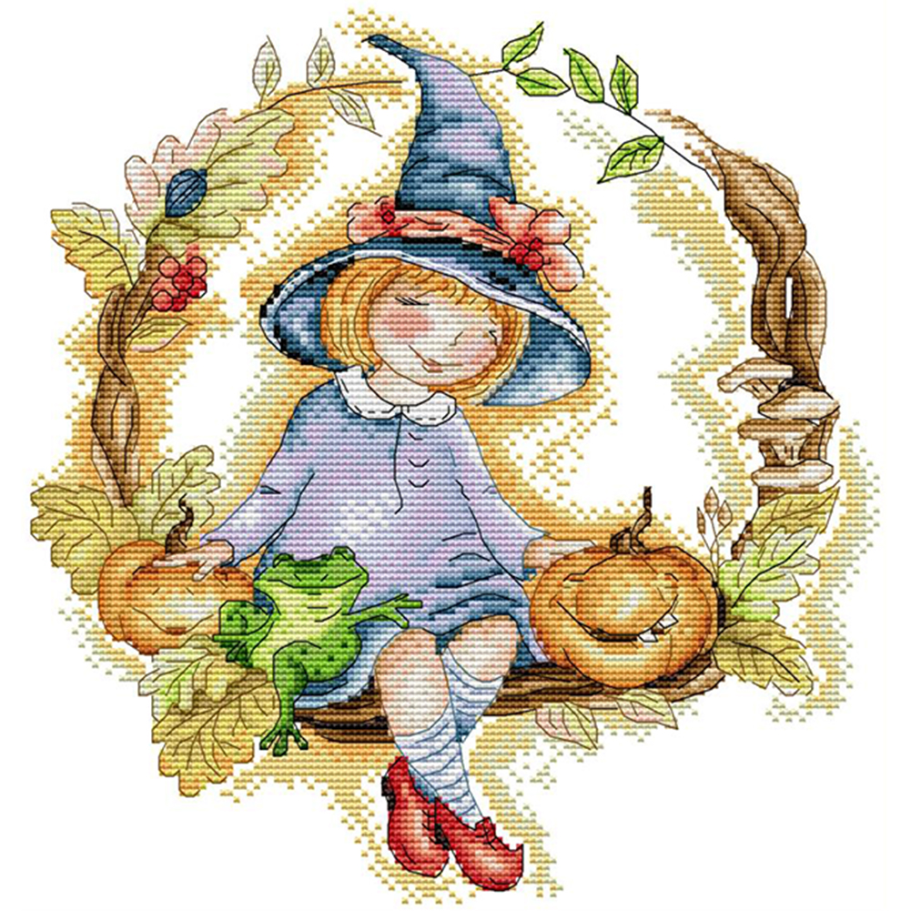

Magic Girl - 14CT Stamped Cross Stitch - 31*32CM, 501 Original