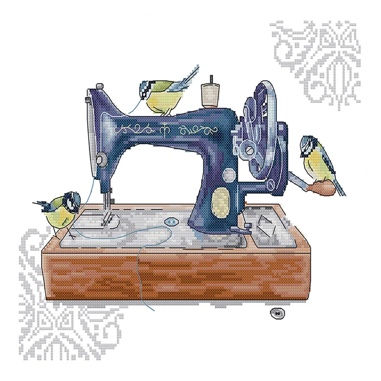 Joy Sunday The Bird And The Sewing Machine 14CT Stamped Cross Stitch 35*30CM