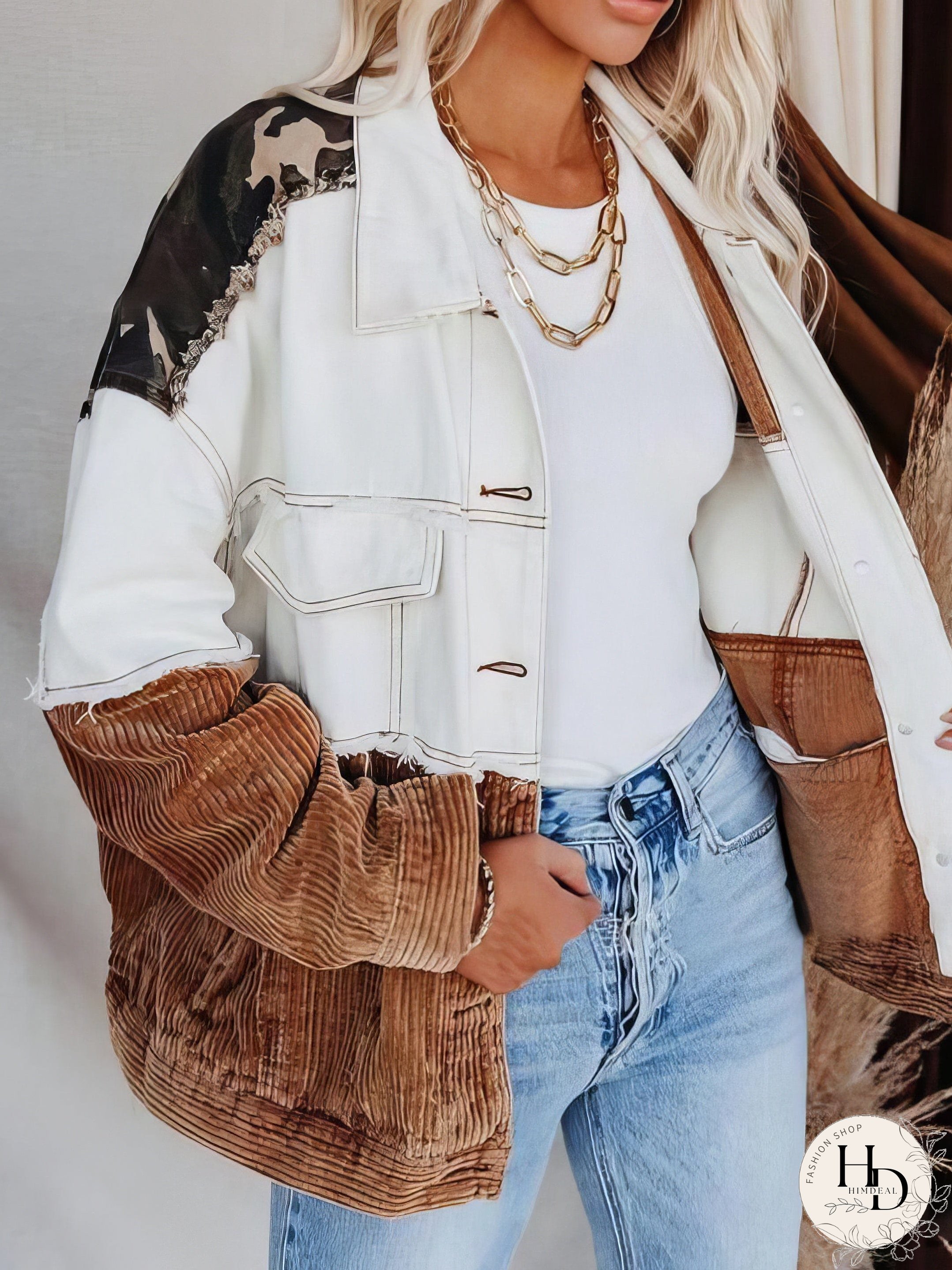 Stylish Colorblocked Corduroy Jacket