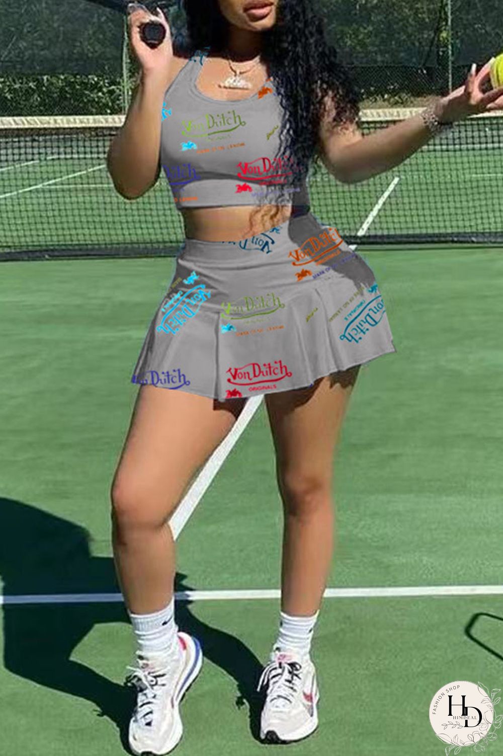 White Casual Letter Print Patchwork U Neck Sleeveless Two Pieces