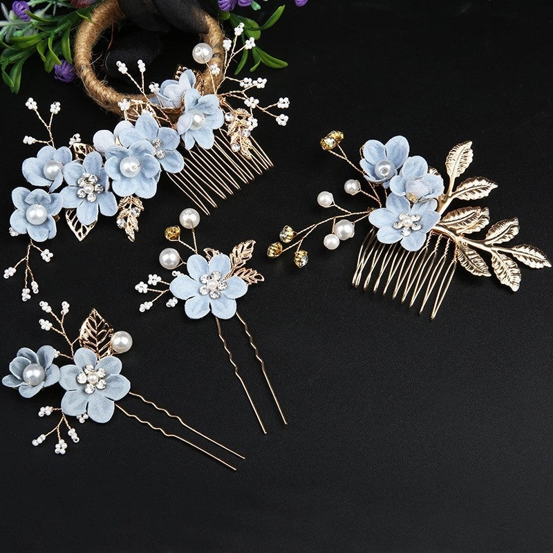 Vintage Golden Leaf Updo Hair Comb Headdress Handmade Bridal Embellished Headdress Flower Comb Hairpin Bridal Accessories