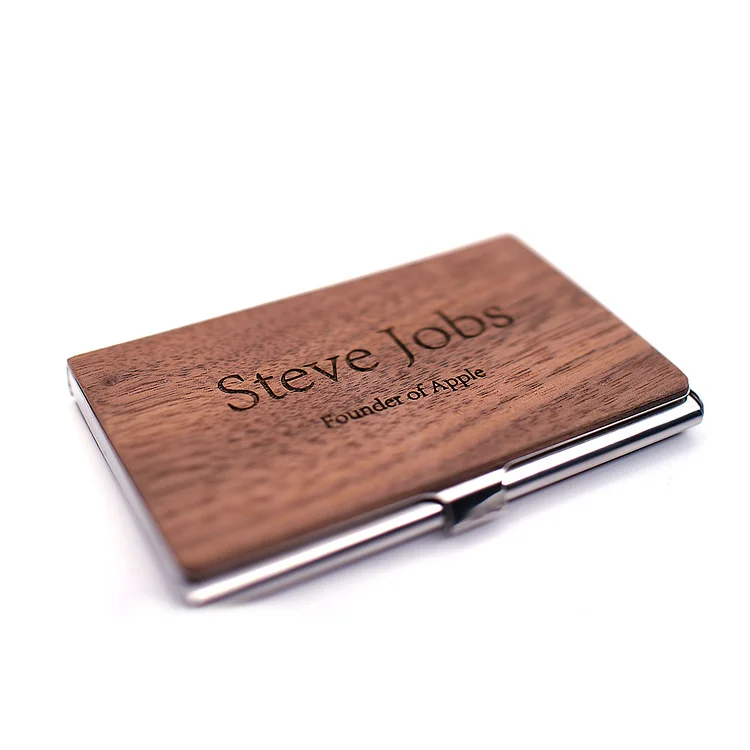 Flap business card holder with personalized name Business card holder with wooden lettering
