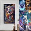 (Grande Taille) Attrape-r&ecirc;ves loup-pleine peinture diamant rond-40*70cm