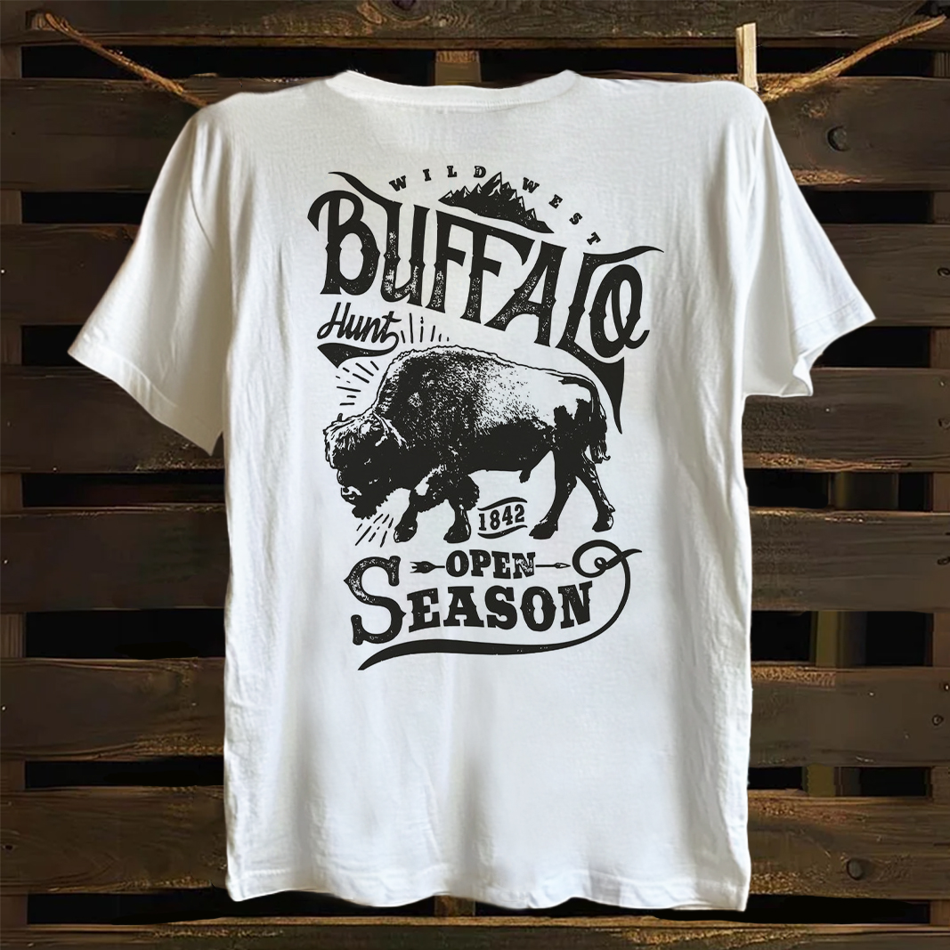 Wild West Buffalo Hunt Graphic T-Shirt