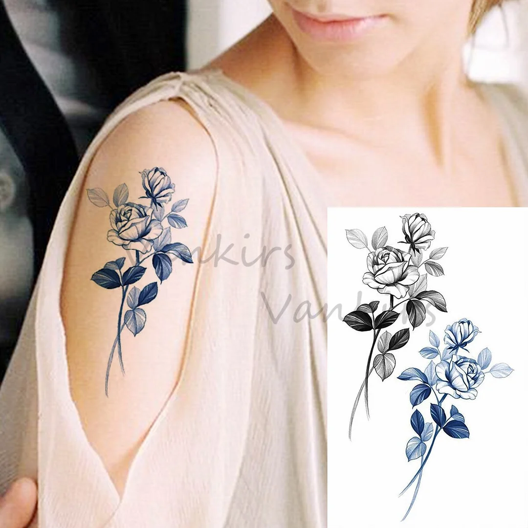 Sdrawing Cloud Coconut Tree Temporary Tattoos For Adults Girls Tiger Flower Compass Mountain Fake Tattoo Sticker Arm Leg Tatoos