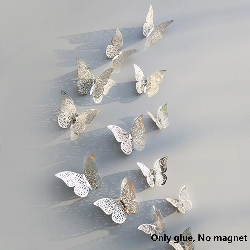 12Pcs 3D Double Layer Butterfly Wall Sticker on The Wall for Home Decor DIY Butterflies Fridge Magnet Stickers Room Decoration