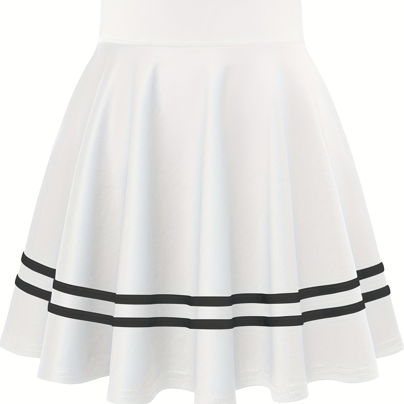 Striped A-Line Skater Skirt, Versatile High Waist Skirt For Spring & Summer, Women's Clothing