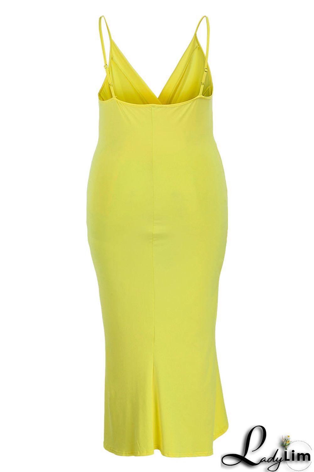 Black Fashion Sexy Plus Size Solid Patchwork V Neck Sling Dress