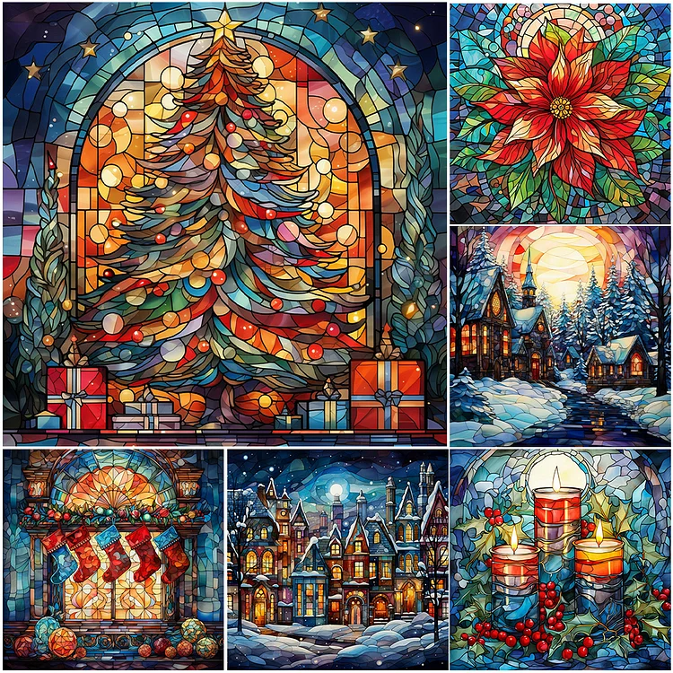 4PCS Diamond Painting - Full Round - Stained Glass(30*40cm)