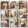 (Multi-Style)Victorian Girl-14CT Stamped Cross Stitch 50*50cm/19.69*19.69in