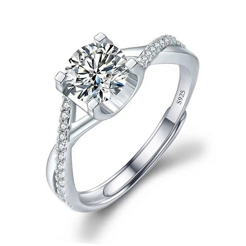 Copper Minimalist Classic Style Inlay Solid Color Zircon Rings