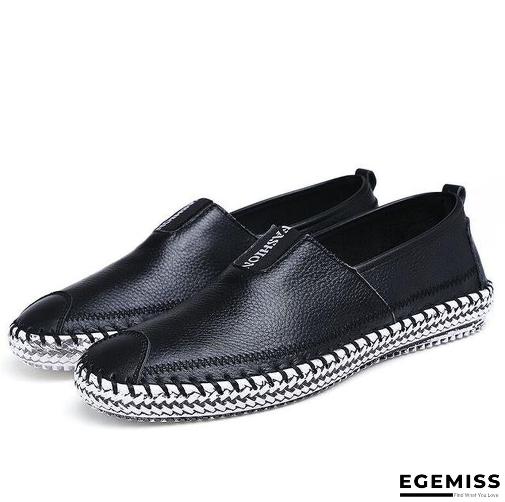 Men Breathable Comfortable Split Leather Men Loafers Flats Casual Shoes | EGEMISS
