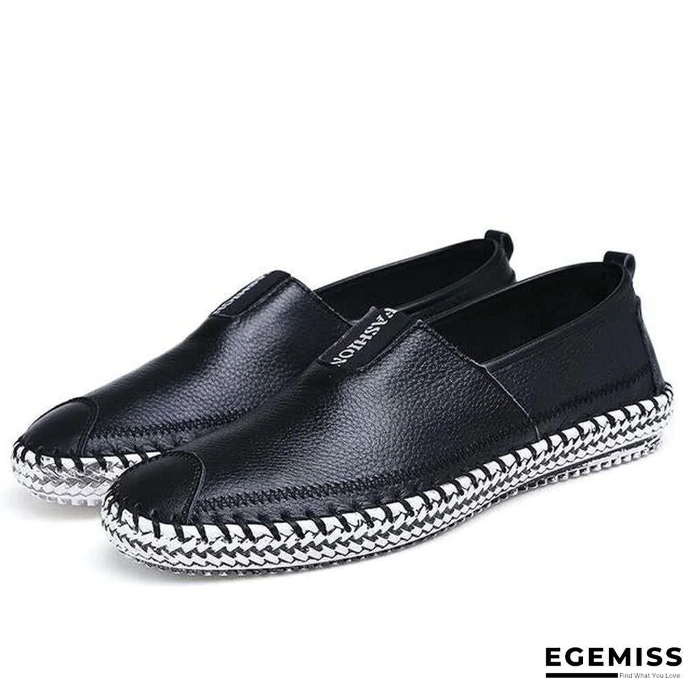 Men Breathable Comfortable Split Leather Men Loafers Flats Casual Shoes | EGEMISS