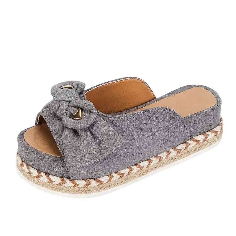 Qengg Women Woven Thick Sole Slippers Soft Stitching Ladies Sandals Comfortable Flat Sandals Women Open Toe Beach Shoes Woman Footwear