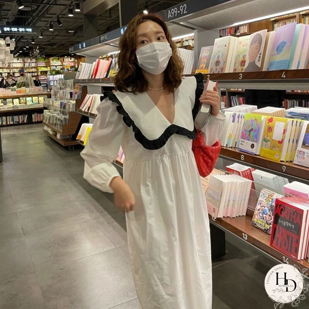 Doll Collar Loose Ruffled Loose Dress Women