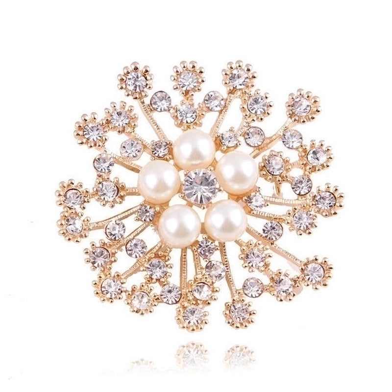 Elegant Pin Star Flower Snowflake Imitation Pearl Alloy Rhinestone Women’S Brooches