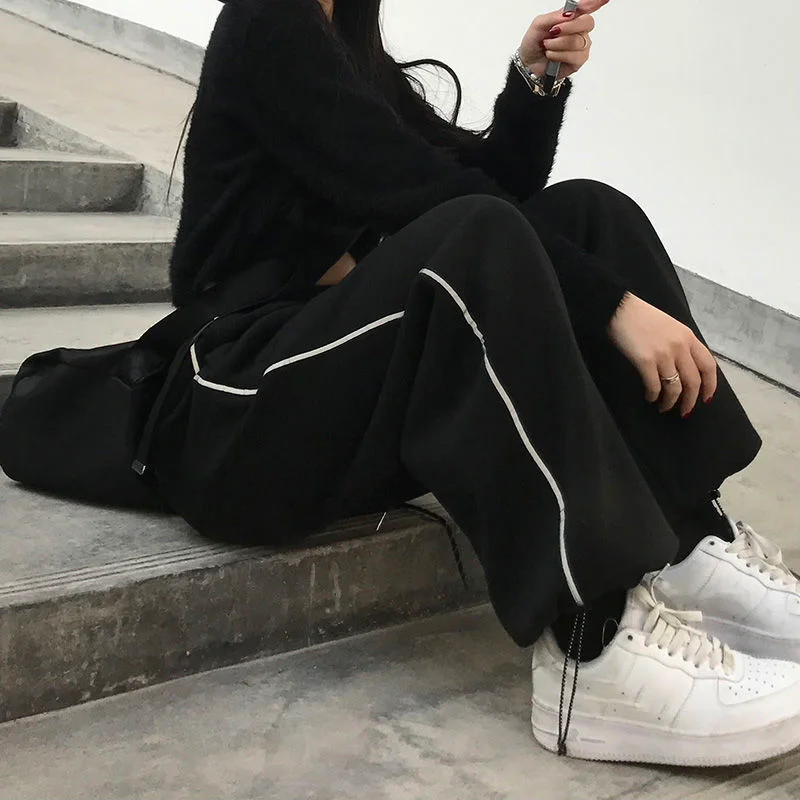Colourp Pants Women Bundle Feet Trousers Design Loose Wide Leg Drawstring Streetwear Joggers Ulzzang BF 2023 Popular All-match