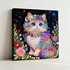 (25x25cm)DIY Pearl Painting Cat Framed Handmade Pearl Material Art Kit Living Room Decor