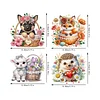 4Pcs Diamond Painting Acrylic Animals Pendant Single Side Drill Home Garden Decor