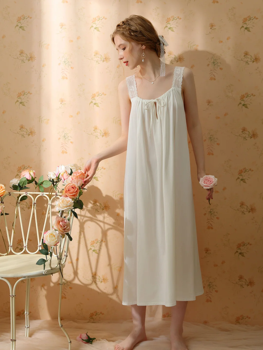 Sleeveless Cotton Palace Princess Loose Sexy One-piece Vintage Slip Dress