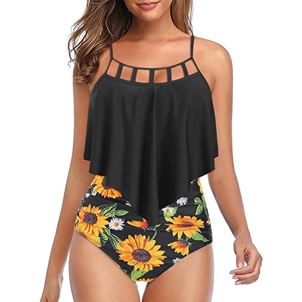 Black sunflower bathing suit Clearance