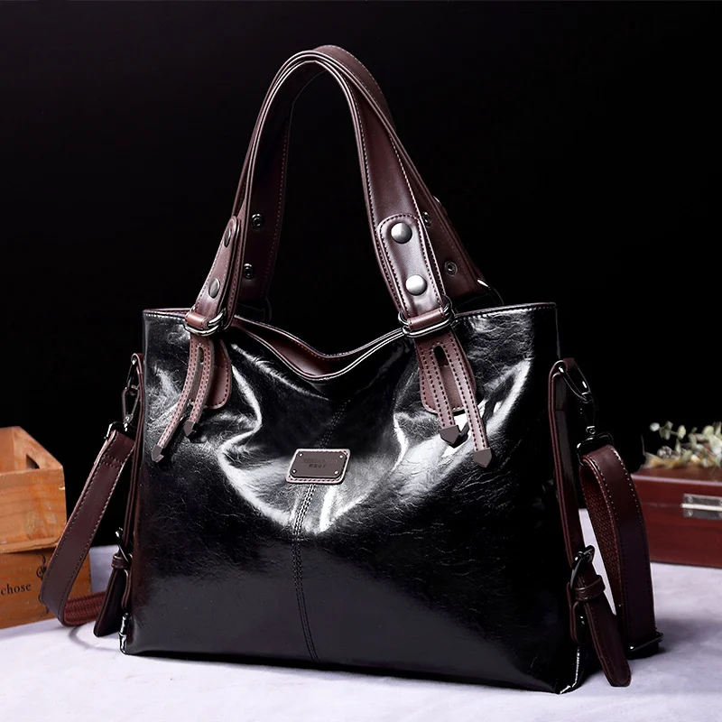 Retro Fashion Tote Casual Soft Leather Shoulder Slung Large-capacity Women's Bag
