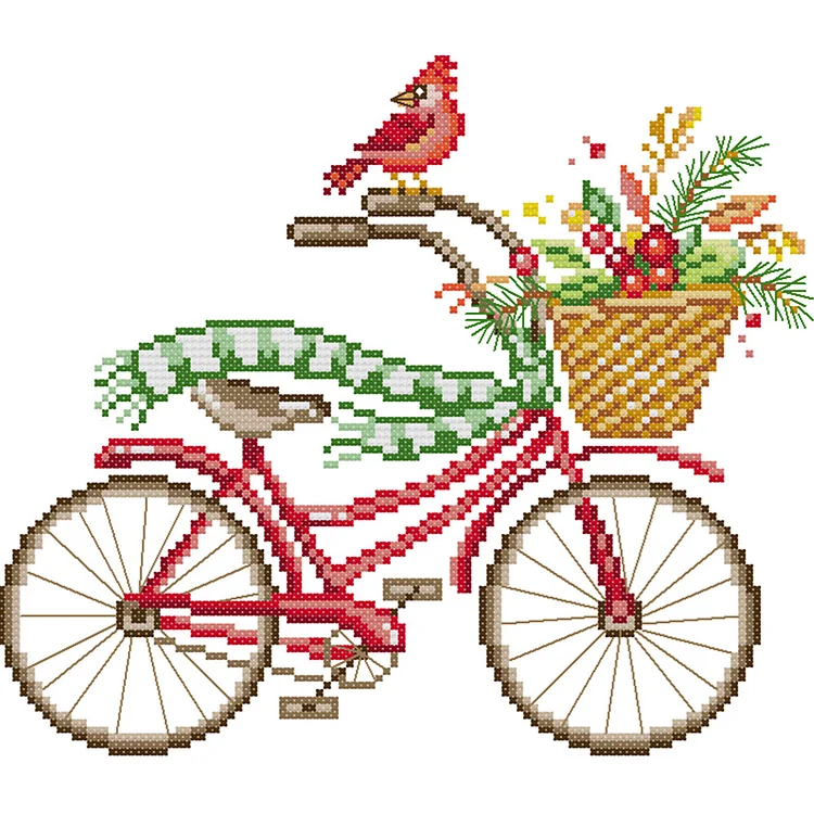 Romantic Bicycle (Winter) - Printed Cross Stitch 14CT 27*22CM