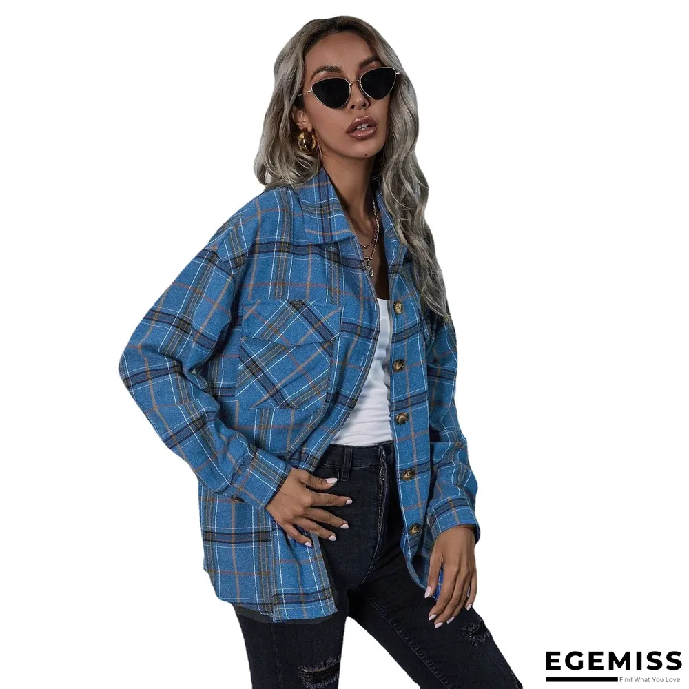 Fashion Plaid Print Button Coat Women | EGEMISS