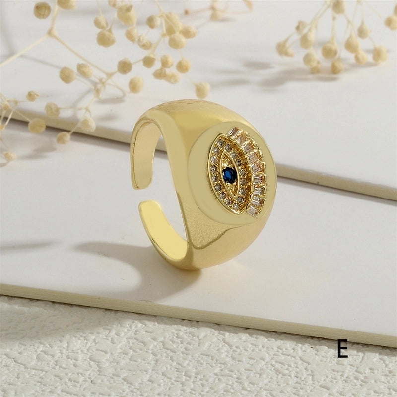 Copper Inlay Devil’s Eye Eye Zircon Open Rings