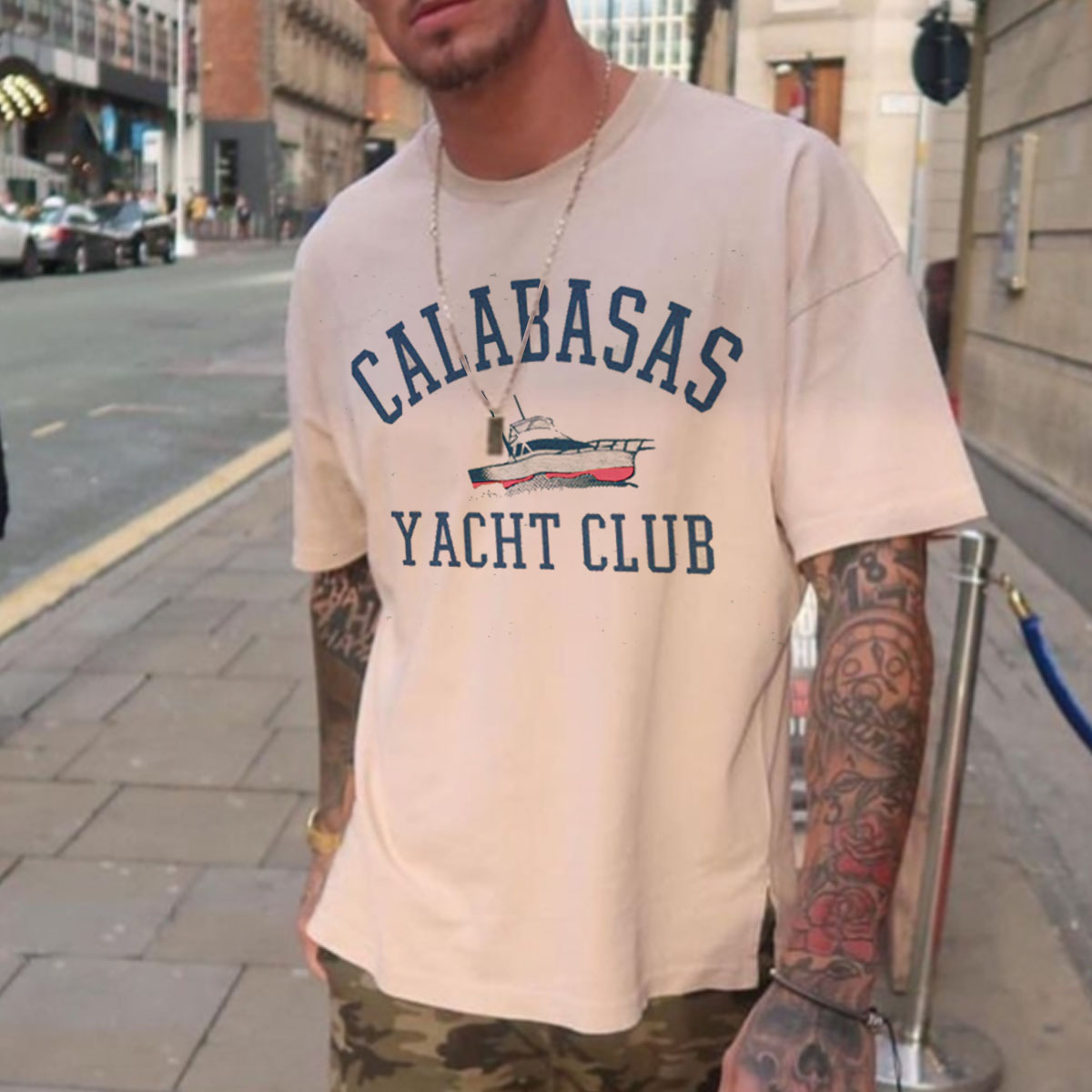 Men's Oversized Vintage Letter Print T-Shirt / TECHWEAR CLUB / Techwear