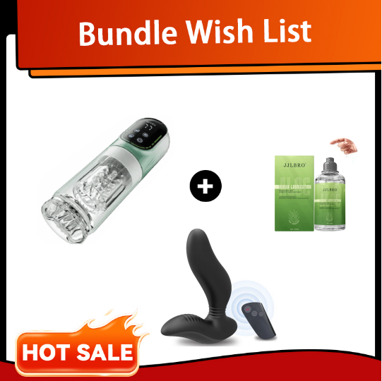 Male Masturbator + Prostate Massager + Lube Ultimate Pleasure Set By Rose Toy