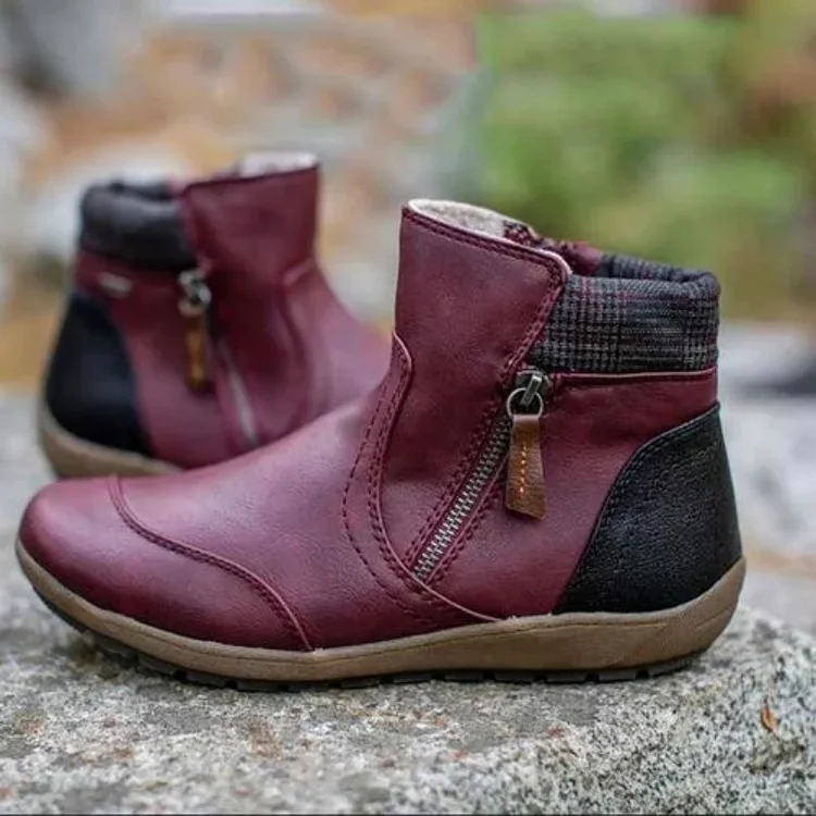 Women's Waterproof Zip-up Ankle-Support Boots