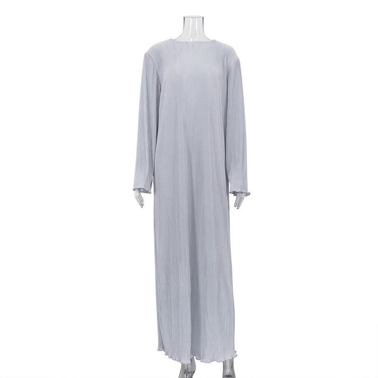 Ootddress Casual Loose Female Long Dress Long Sleeve Basic Solid High Streetwear White Summer For Women Fashion Maxi Dress Outfits